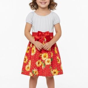 Max & Daisy Sunflower Print Kids Dress